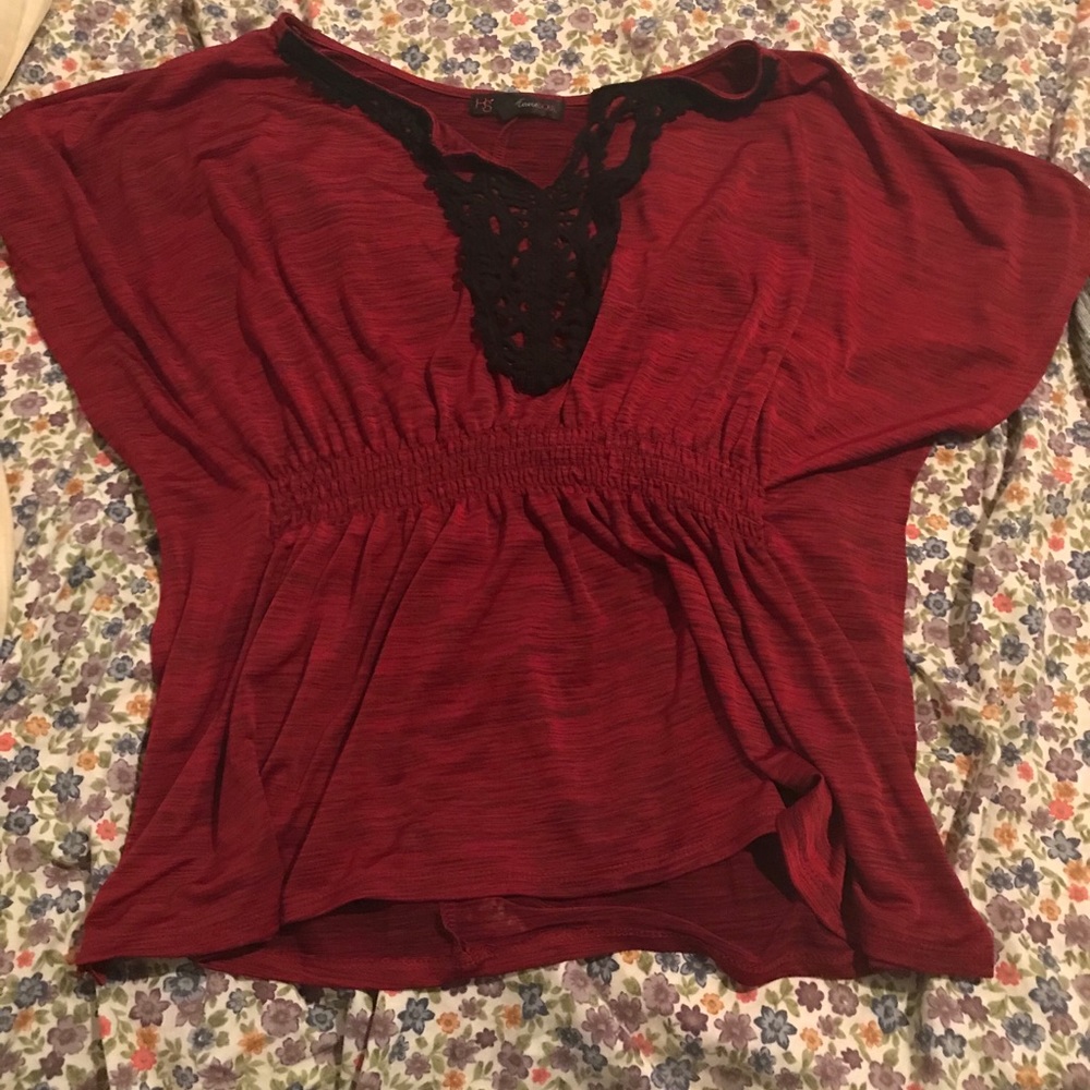 Red and black laced top